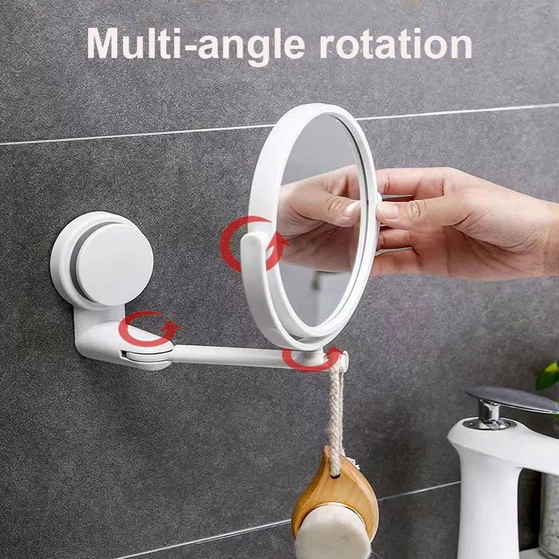Foldable Bathroom Makeup Mirror Wall-Mounted 2-Sided Bathroom Mirror 360° Rotation Adjustable Vanity Makeup Mirror