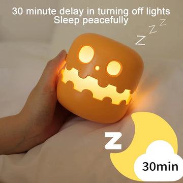 Creative Halloween Pumpkin Head Night Light Decor Atmosphere Pumpkin Light Rechargeable Funny Creative Dormitory Bedside Lamp