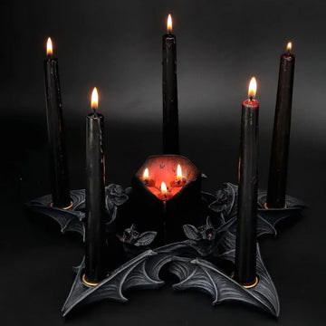 Halloween Decoration Gothic Bat Candle Stand Home Decor Resin Candle Holder Ornament Craft Gifts