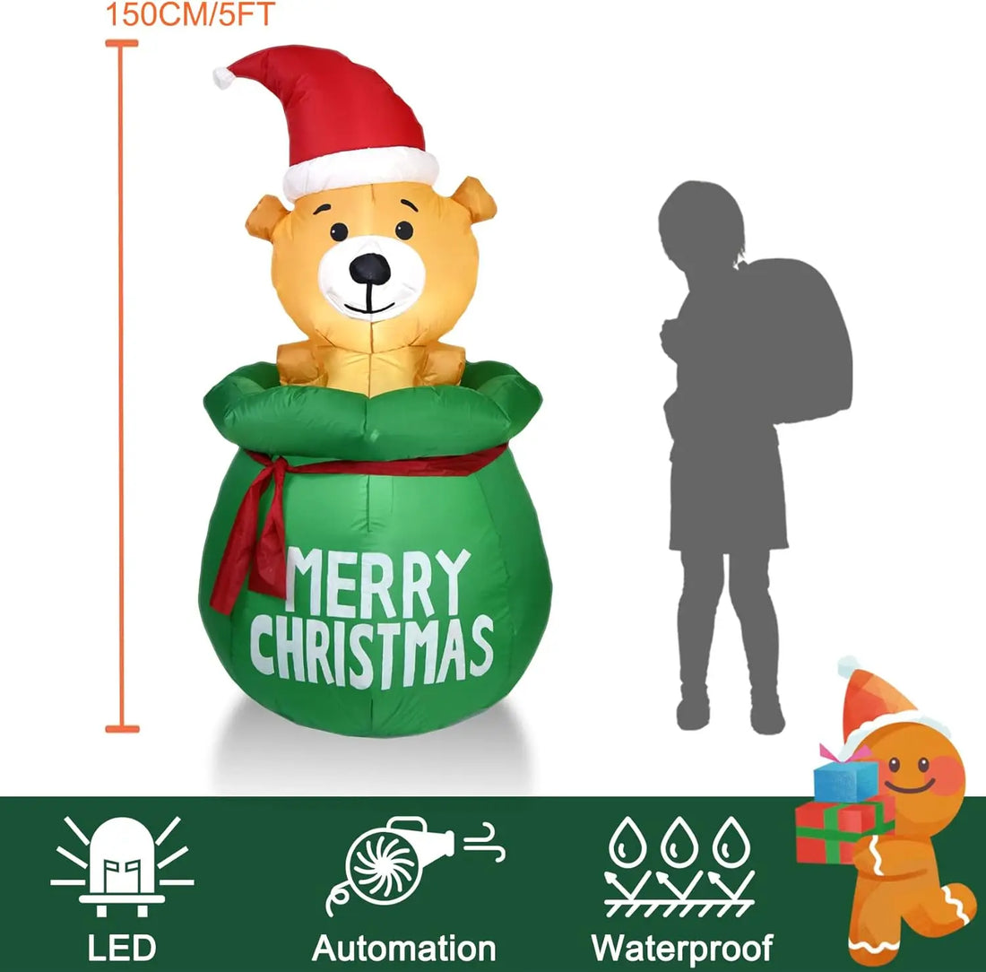 Christmas Decoration Christmas Air Mould Inflatable Glowing Gift Bag Puppy Air Mould Christmas Outdoor Patio Decoration