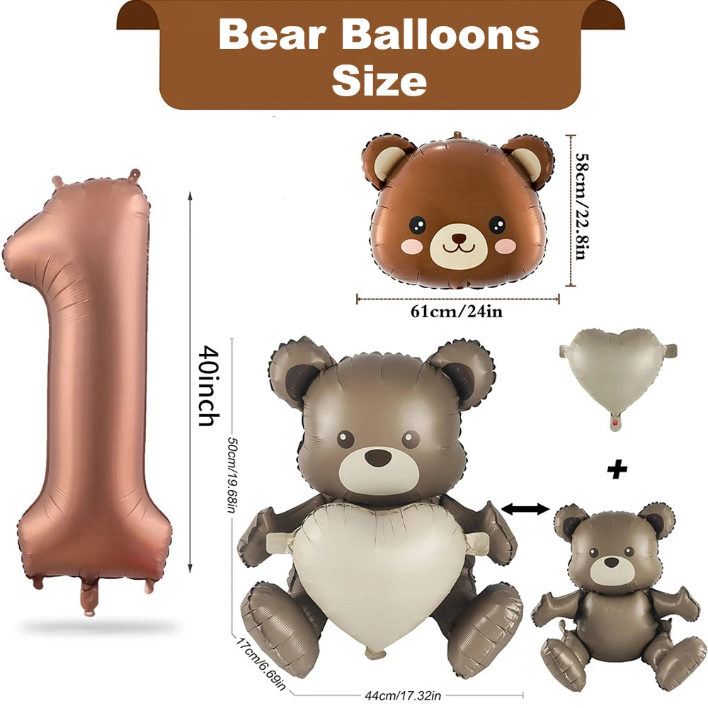 Bear Happy Birthday Banner Cute Bear Balloon Felt Retro Birthday Hat for Kids 1st Birthday Party Decoration Baby Shower Supplies