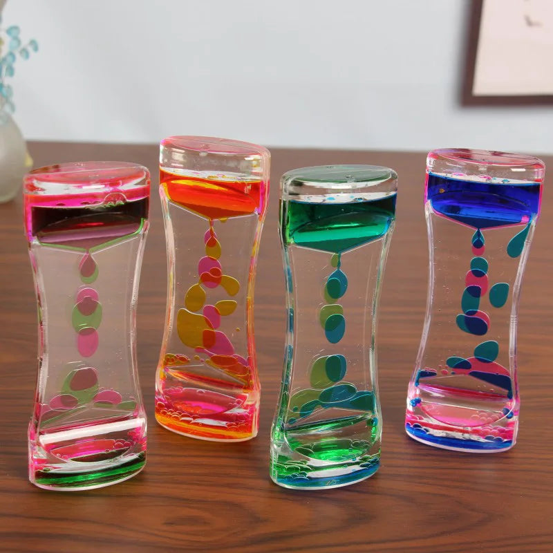 Fashion Mixed Color Liquid Hourglasses Double Colors Oil Drop Liquid Floating Bubbles Timer Home Desktop Office Table Decor