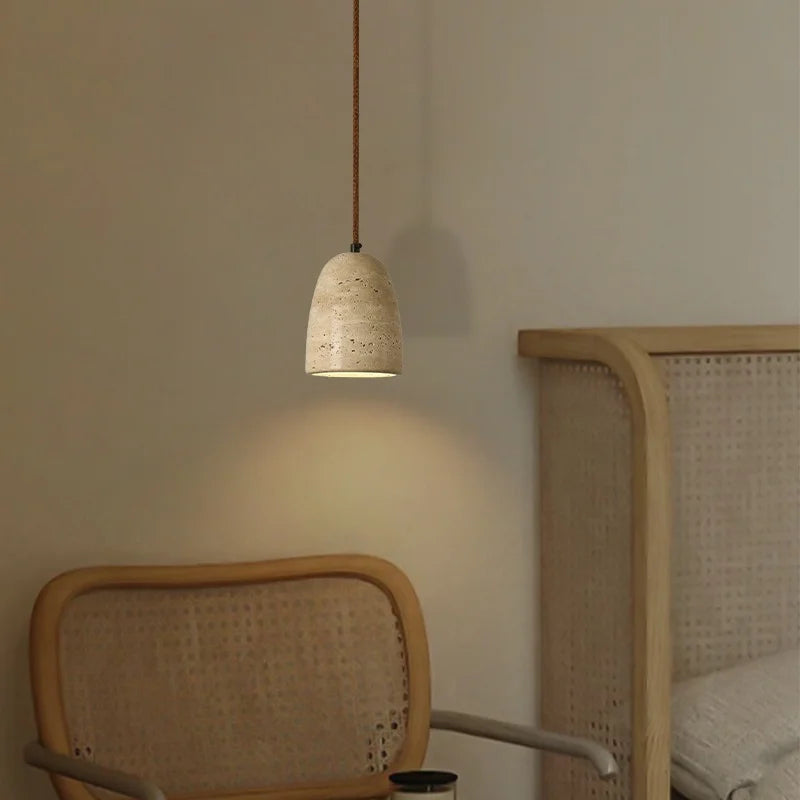 IWHD Home Decor LED Pendant Lights Fixture Living Room Bedroom Kitchen Yellow Travertine Japanese Vintage Hanging Lamp Lampara