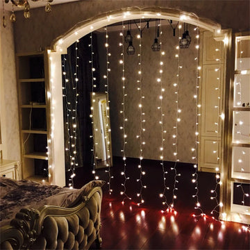 USB Plug LED Curtain String Lights 8 Modes Remote Control Garden Indoor Holiday Bedroom Christmas New Year Wedding Decoration