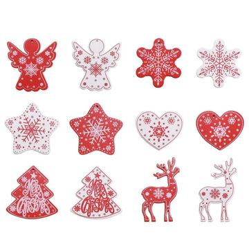 10PCS Wooden Ornaments for Christmas Tree Christmas Ornament Sets Christmas Tree Hanging Ornament Decoration