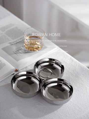 Stainless Steel 3-compartment Serving Bowl Round Snack Dish Side Plates for Serving Appetizer Pickle Toppings Condiments