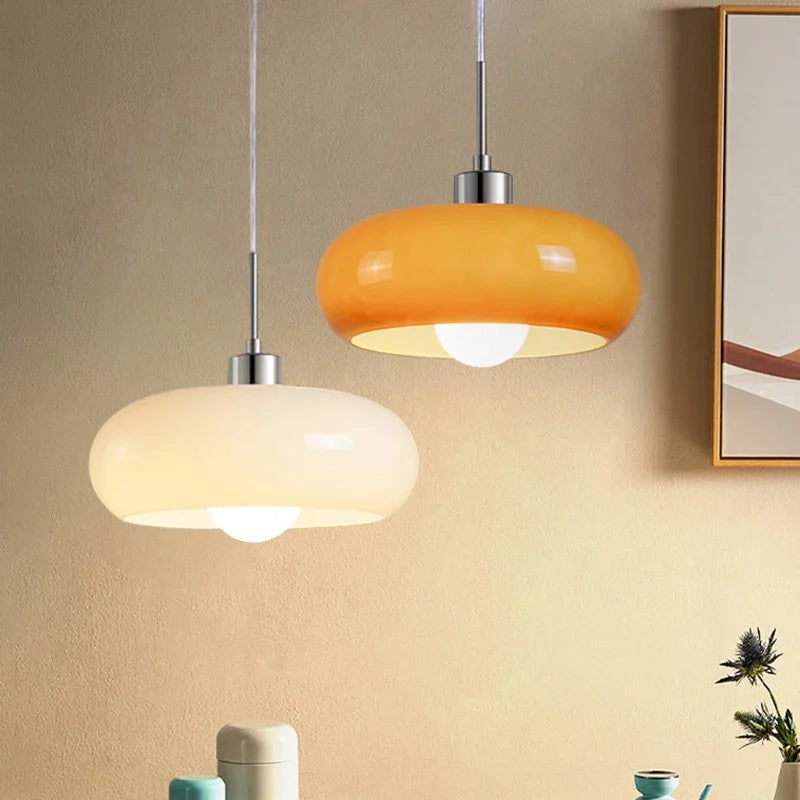 Bauhaus Glass Pendant Light Orange/White Home Deco Chandelier Living Room Restaurant Bedroom Study Indoor Decoration HangingLamp