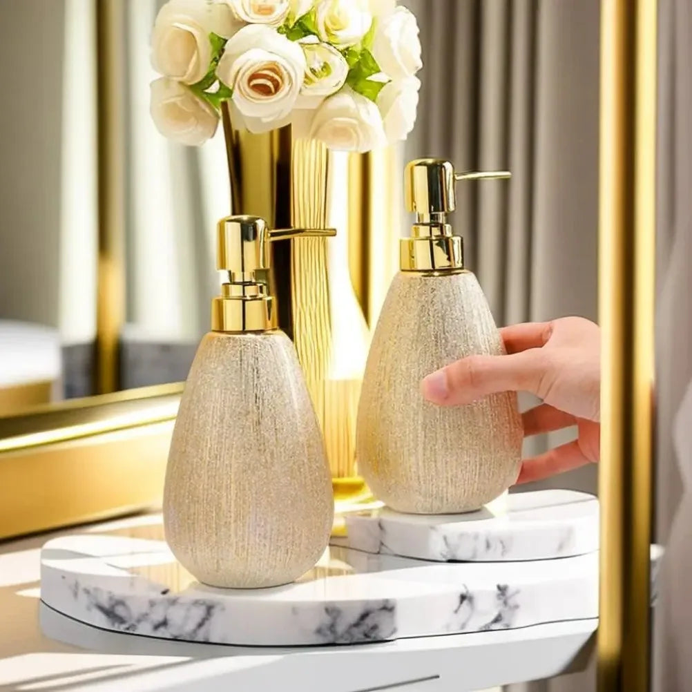 Nordic Hand Sanitizer Dispenser for Liquid Soap Golden Ceramic Liquid Soap Dispenser Body Wash Refill Bottle Bathroom Accessorie