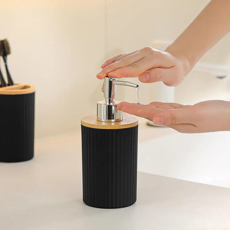 1 Set of Bathroom Accessories 4 Piece Set of Toiletries Imitation Resin Plastic Bamboo Wood Combination Bathroom Set