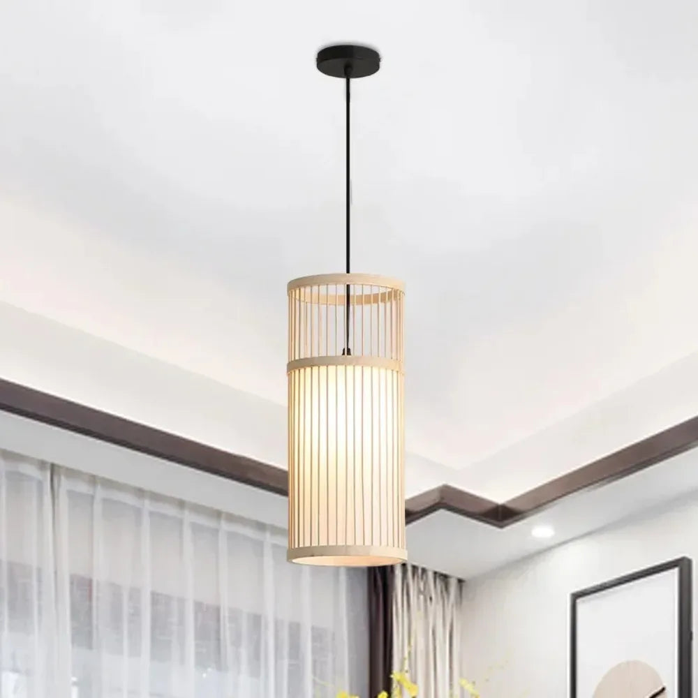JOYINLED Bamboo Lamp Shade 18x42CM for Pendant Lamp Hand Knitted Chinese Style Hanging Lamps Home Art Decor Lighting Fixtures
