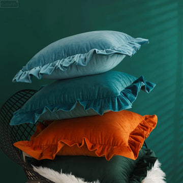 Ruffled Modern Solid Simple Color Cushion Cover Velvet Sofa Office Car Soft Backrest Pillowcase Pillow Cover 30x50 45x45 50x50cm