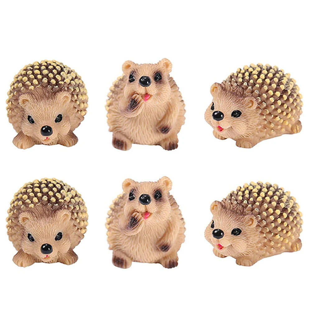 3/6pcs Mini Resin Hedgehogs Figurines, Forest Animal Miniature Fairy Garden Micro Landscape Ornament, DIY Craft Decoration