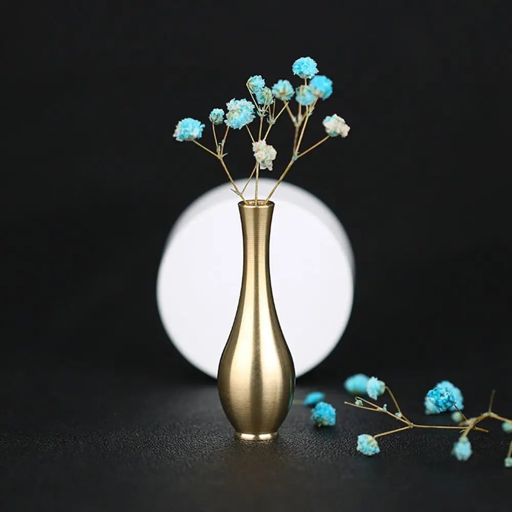 Mini Copper Antique Vase Creative Desktop Ornaments New Plant Container Flower Ornaments Vases Living Room Decoration Bottles