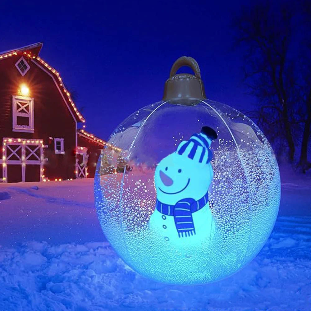 24 Inch Light Up PVC Inflatable Christmas Ball with Light Remote PVC Giant Inflatable Christmas Balls Christmas Decorations Ball