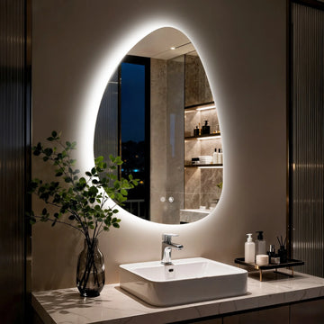 70/77CM Irregular Illuminated LED Bathroom Mirror Makeup Vanity Mirror for Wall 3 Colors Setting Anti-fog