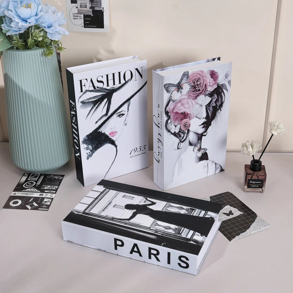 New Fashion Female Model Fake Book Decoration Remote Control Storage Box Coffee Table Living Room Luxury Prop Book Decoration