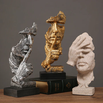Scandinavia Minimalist "Silence is Golden" Sculpture - CeramicAbstractDecor for LivingRoom Bookshelf & Office Zen ArtHomeAccent