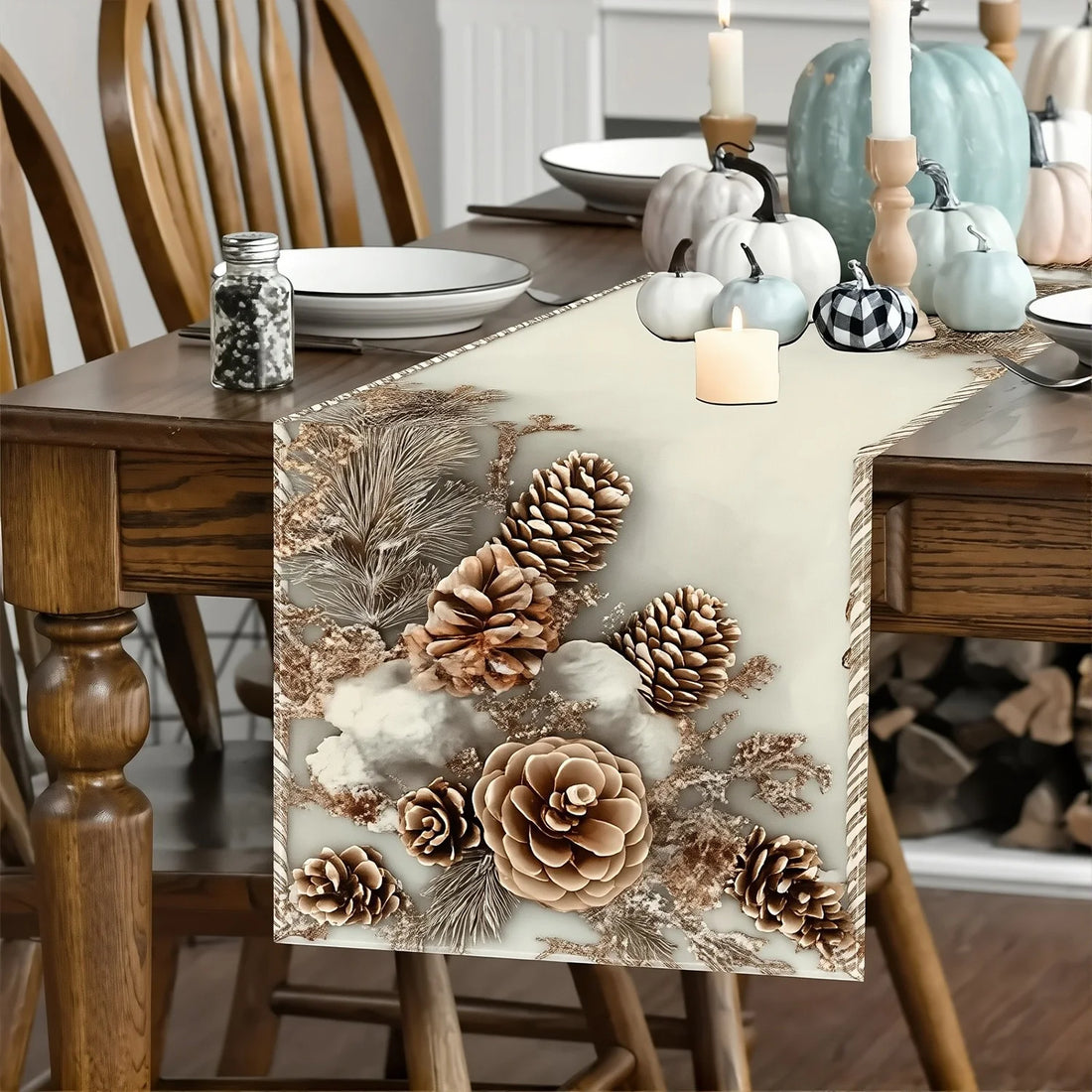 Christmas Nutcracker Red/Pinecone polyester Table Runner Xmas Holiday Party Decor Winter Dresser Scarf Dining Table Runner Decor