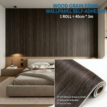 Self-Adhesive Wallpaper Self-Adhesive  with a Faux Wood Waterproof Oil-proof Easy to Install for Bathroom Living Room home decor