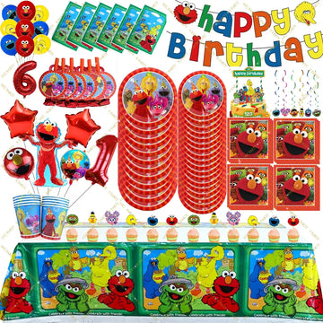 Birthday Party Supplies SEsame-Streets Theme Balloon Cake Toppers Banner Plates For Kids Birthday Party Decoration Baby Shower