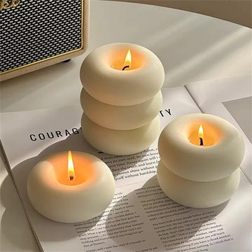 Handmade Donut Candle, Holiday Decor, Creative Handicraft Gift, Aromatherapy Candle Ornament, Birthday Present
