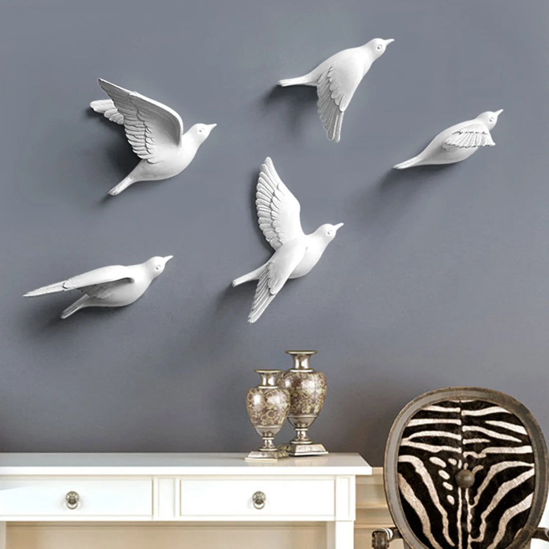 Resin Birds 3d Creative Wall Stickers for Living Room Animal Cute Birds Figurine Wall Decoration Murals tv Wall Background Decor