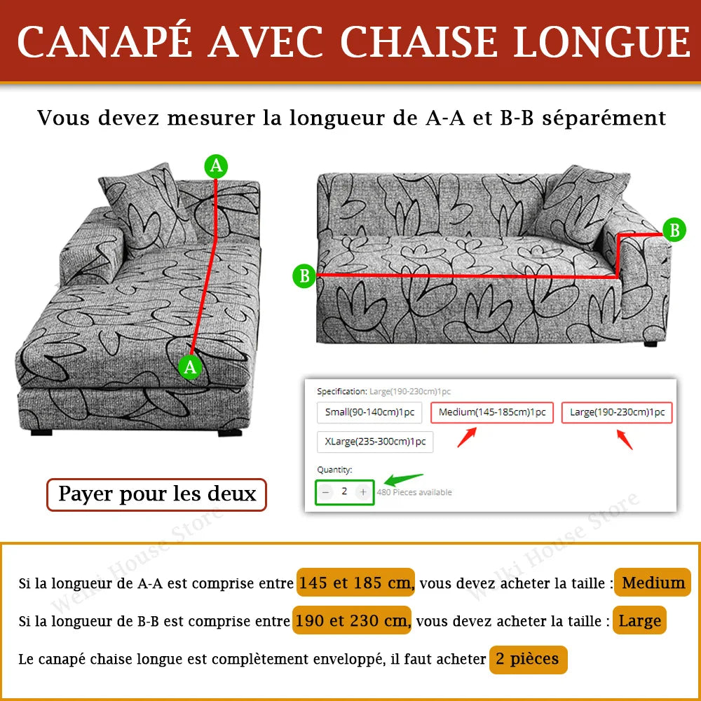 Sofa Cover for Living Room Stretch Printed Sofa Slipcover L shape Corner Sofa Covers funda sofa Elastic Couch Cover 1/2/3/4-seat