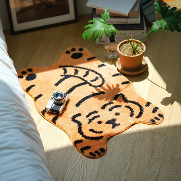 VIKAMA Cartoon Tiger Carpet Home Decor, Anti-slip Mat for Living Room Entrance and Bathroom, Dirt-resistant and Easy to Maintain