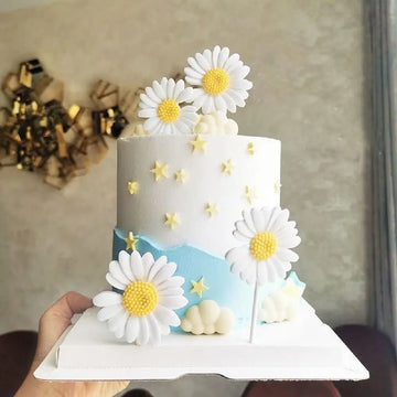 7pcs Wildflower Daisy Cake Decorations Daisy Flower Cake Topper Hippie Cake for Wedding Birthday Party Baby Shower