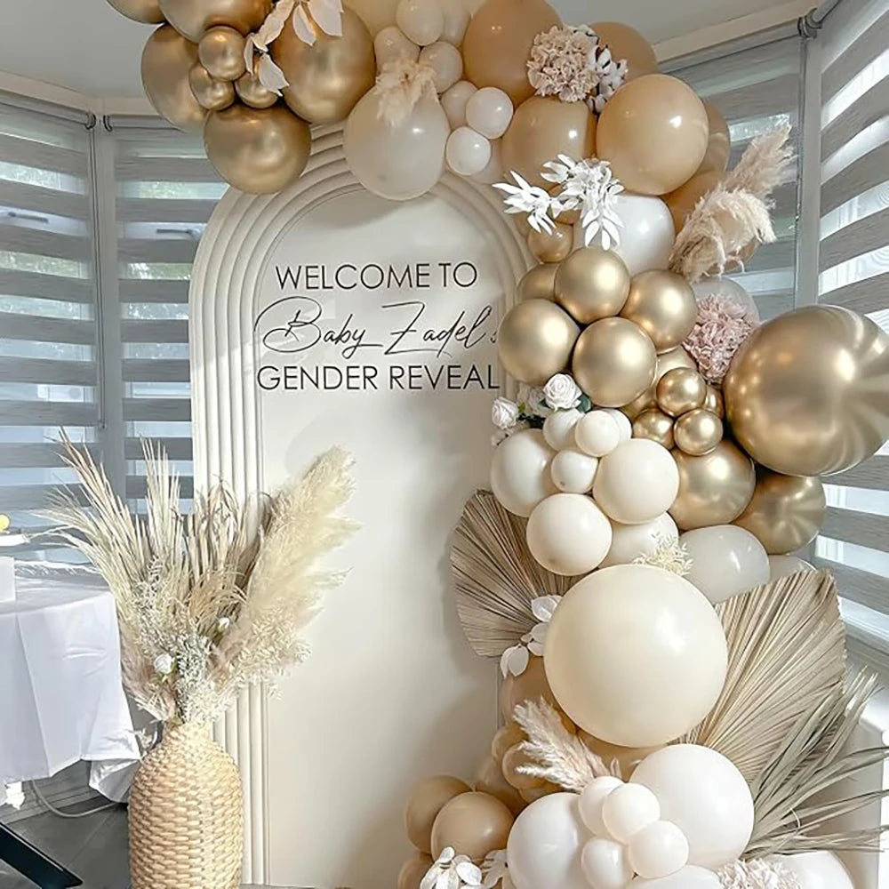 White Sand Balloons Garland White Gold Latex Ballon Arch Kit Baby Shower Wedding Kid Birthday Party Graduation Decoration Globos