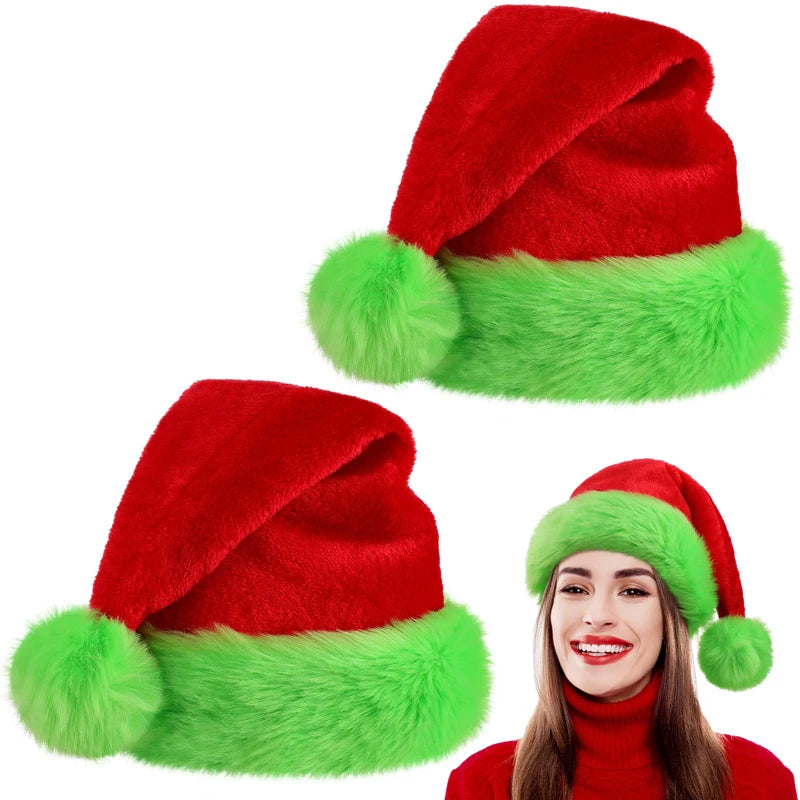 1pc, Santa Claus hat Christmas hat unisex furry Santa hat with comfortable lining plush brim, suitable for women and men