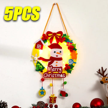 Snowman Elk Father Christmas Pendant Light Up Christmas Pendant Children Handmade diy Wreath Christmas Tree Decoration Gifts