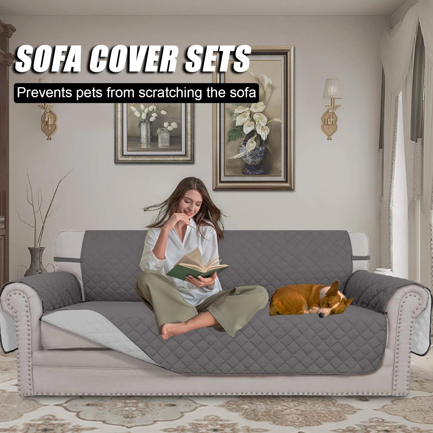 Sofa Covers Multi-Purpose Sofa Covers Abrasion Resistant Pet Cushions Launderable Non-Slip Sofa Covers Sofa Furniture Protectors