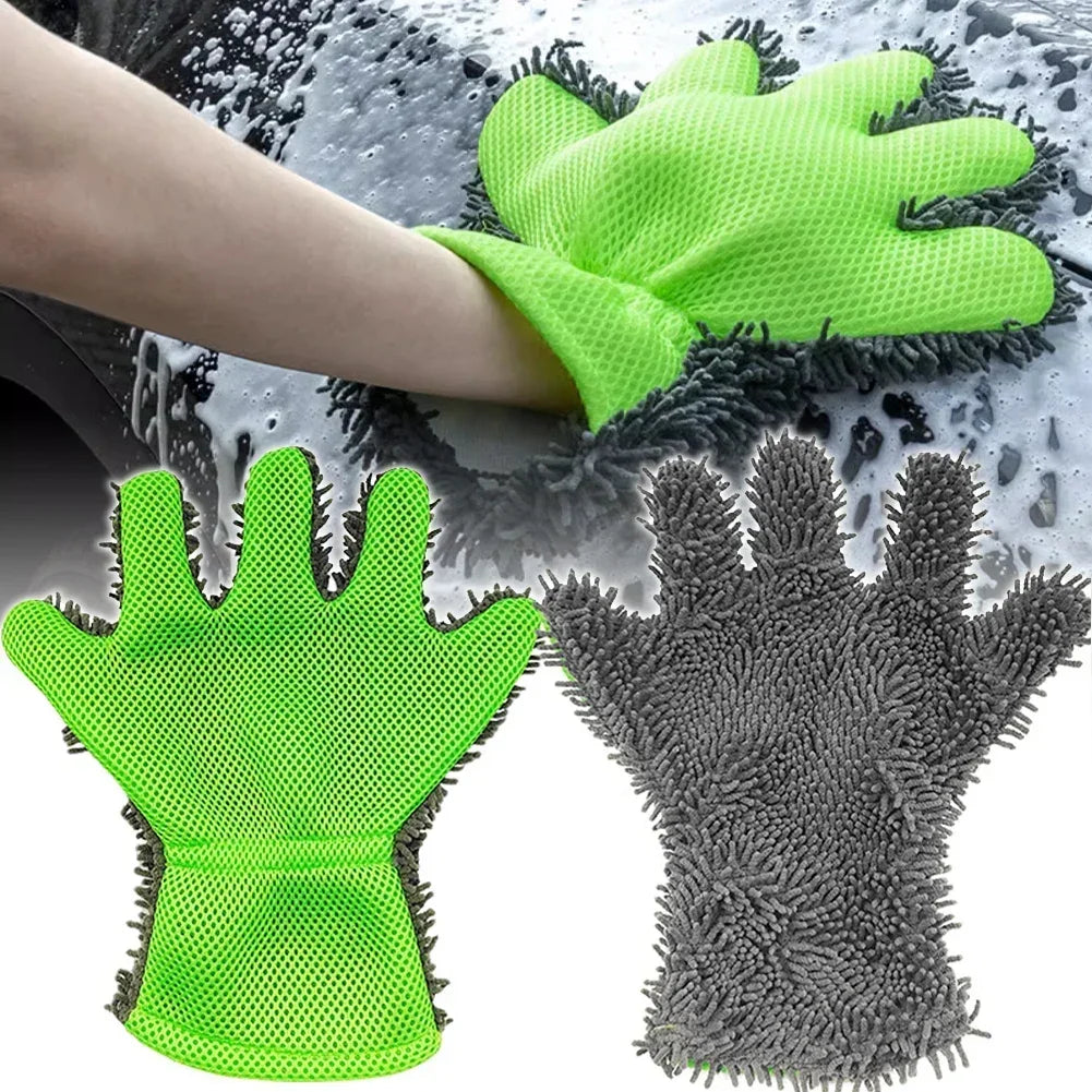 Car Wash Gloves Care Cleaning Washing Brush Microfiber Coral Velvet Chenille Pad For Vehicle Cleaning Tool