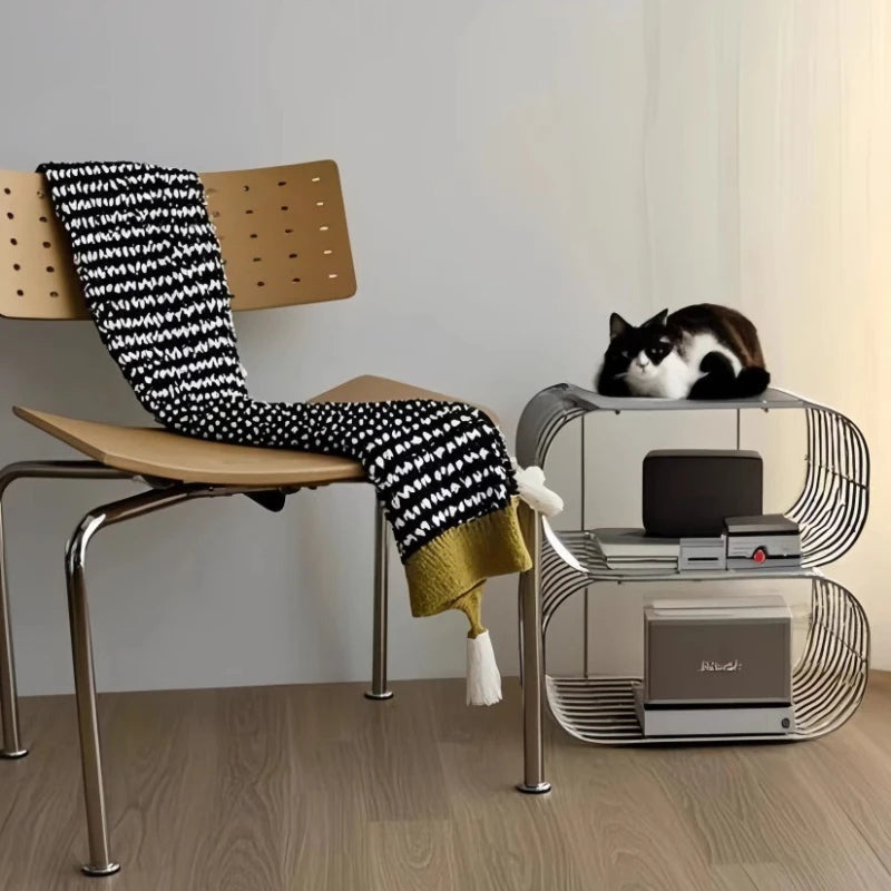 Minimalism Side Table Iron Art Ellipse Storage Bookshelf Floor Mounted Wall Mounted Bedside Table Sofa Corner Table Home Decor