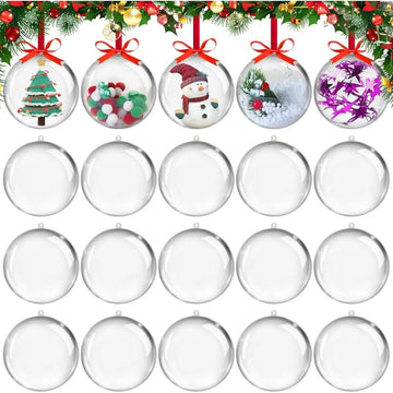 20PCS 6CM Clear Plastic Christmas Ornaments Balls for DIY Crafts Acrylic Fillable Ornament Balls Ideal for Holiday Decorations