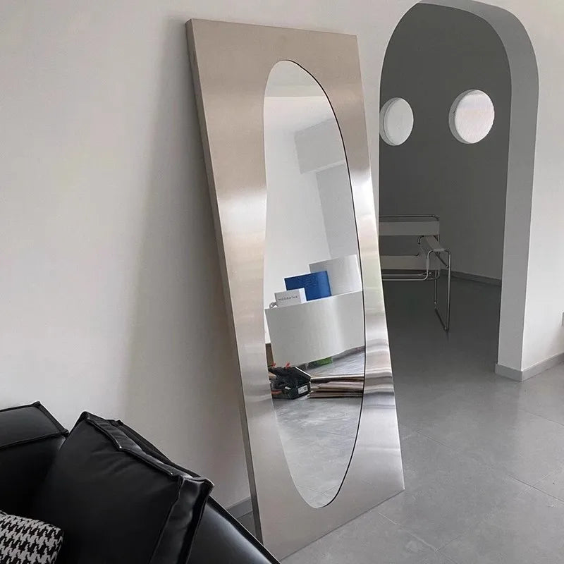 Light luxury Creativity Design Stainless Steel Home Use Floor-Standing Mirror Clothing Store Try On Clothes Decorative Mirror