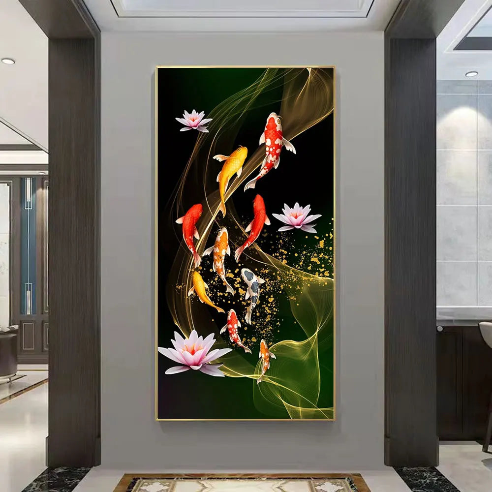 Beautiful Chinese Red Koi Carp Canvas Painting Perfect Home Decor to Bring Luck and Prosperity Prints Posters For Home Wall Art