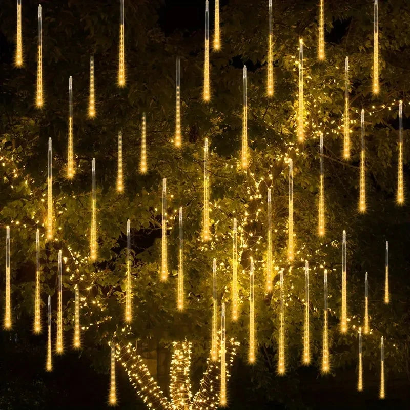 USB Plug 8Tubes LED Meteor Shower 30cm 50cm Fairy Holiday Lighting 2025 Ramadan Home Decoration Wedding Christmas Bedroom Decor
