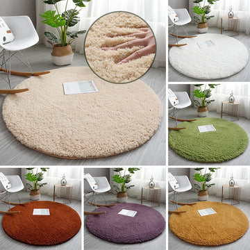 Thicken Fluffy Round Long Plush Carpet Living Room Bedroom Shaggy Area Rug Kids Playmat Non Slip Floor Foot Pad Mat Home Decor