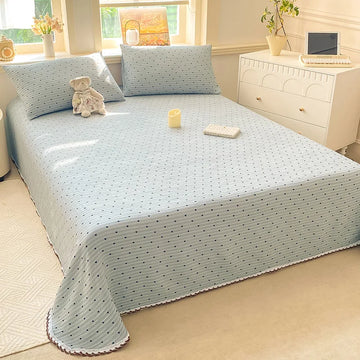 2026 New Arrival Crepe Fabric Bed Sheet with Lace Trim – Triple-Layer Design, Gentle on Skin and Breathable
