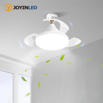 JOYINLED Ceiling Fan with Lighting and Remote Control, Hidden Retractable Blades, Quiet Fan Light, 3 Speeds and Dimmable,White