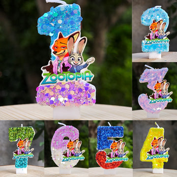 Zootopia Candle Number 0-9 Soccer Candle Cake Decoration Zootopia Birthday Party for Kids Baby Shower Decor Gift