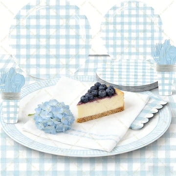 Blue Grid Theme Birthday Party Decorations Party Disposable Tableware Set Paper Napkins Cups Plates Tablecloth For Kids gifts