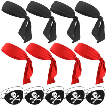 Happy Halloween Red Black Headscarf Pirate Eye Mask Set 2025 Children Role Play Photography Props Party Decoration DIY Suplies