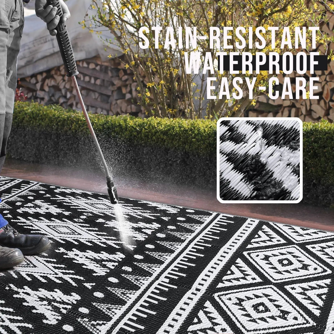 Kitinjoy Outdoor Rugs Waterproof Reversible Outdoor Plastic Straw Rugs Boho PatioIndoor Carpets RV Mat For Family Camp Picnic