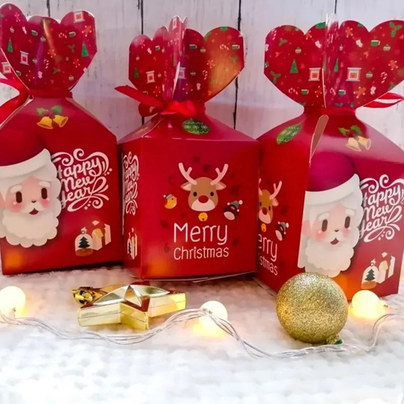 4/5Pcs Christmas Paper Gift Decoration Bags Santa Claus Snowman Candy Cookie Tote Packaging Bags Christmas Decorations 2023