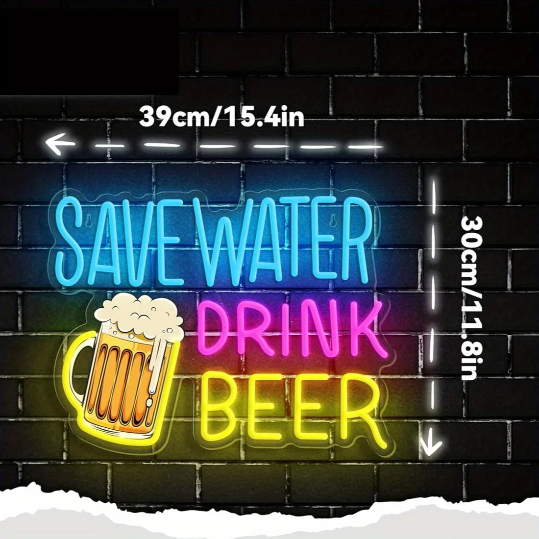 Save Water Drink Beer Neon Sign LED Dimmable Neon Light for Wall Decor Home Bars Pubs Man Caves Bistro Party Club Decor Gift