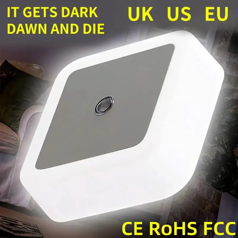 Mini LED Night Light EU/US/UK Plug Light Sensor Square Shape Nights Lamp For Kid's Room Bedroom Bedside Aisle Corridor 110V 240V