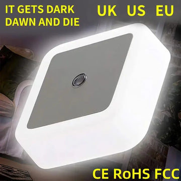 Mini LED Night Light EU/US/UK Plug Light Sensor Square Shape Nights Lamp For Kid's Room Bedroom Bedside Aisle Corridor 110V 240V